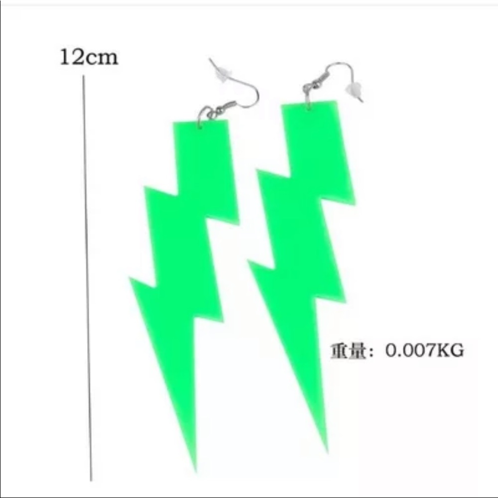 Earrings Lightning Bolts translucent or mirror approx. 12cm long (4.7 inches) - Picture 4 of 9